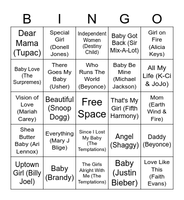 Baby Shower Musical Bingo Card