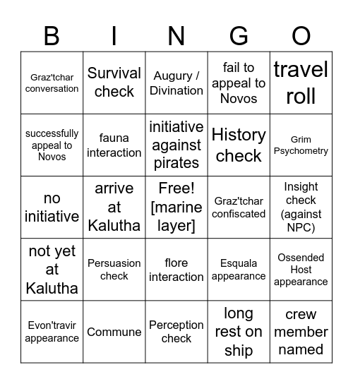You Best Start Believing In Ghost Stories [Critical Role 3.72] Bingo Card