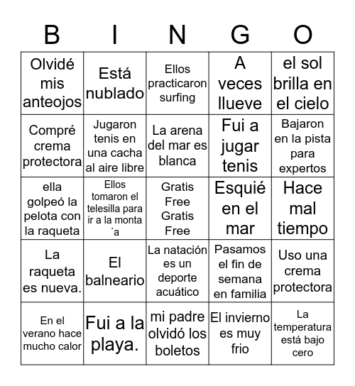 Capítulo 9 Bingo Card