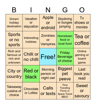 TGIF Bingo Card