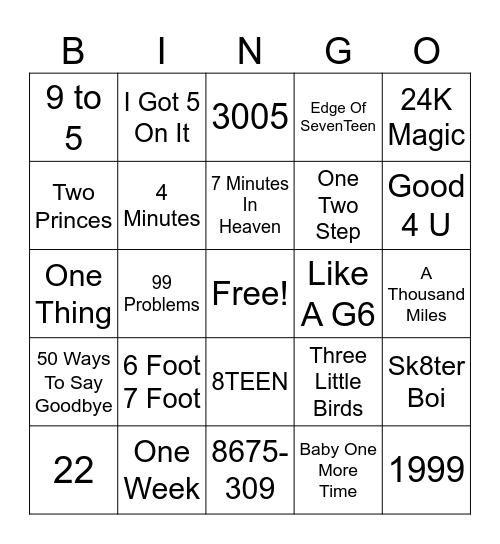 Numbers Bingo Card