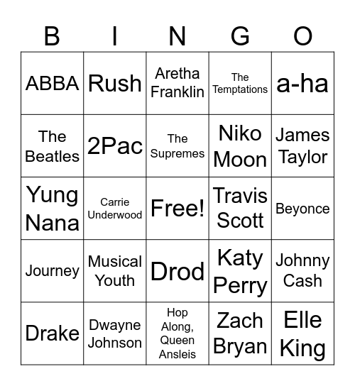 Friday Bingo Card
