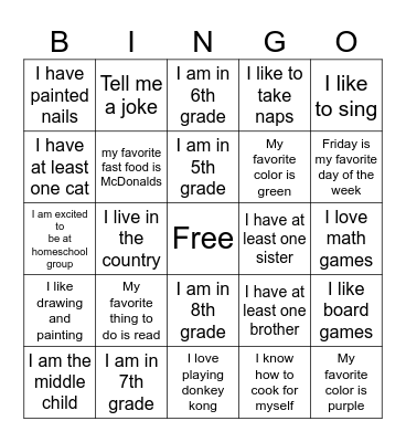 Get To Know You BINGO Card
