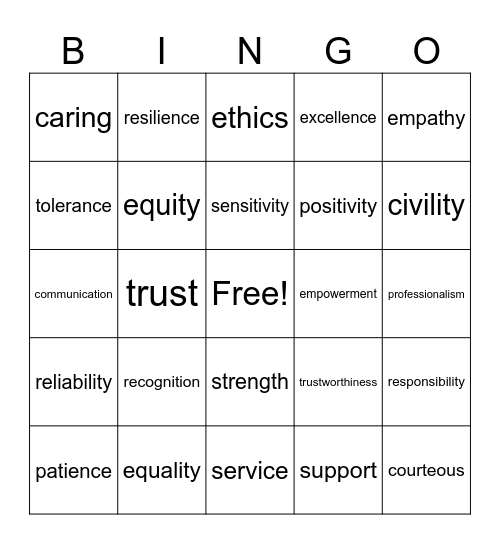 Respect Bingo Card