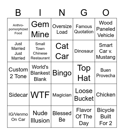 Bowed Ringo 2223 Bingo Card