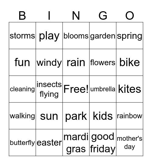 Spring Bingo Card