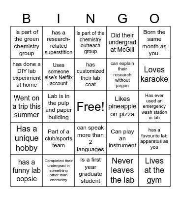 CGSS WELCOME BBQ Bingo Card