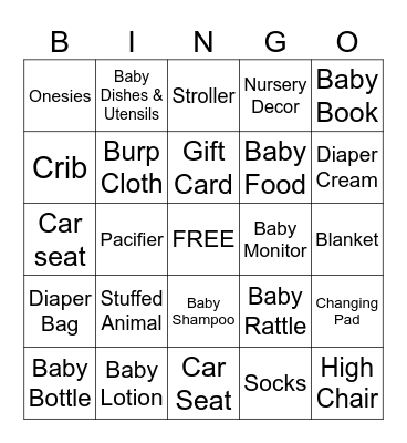 BABY BINGO Card