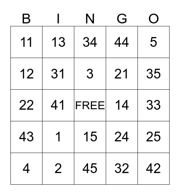 Just 4 Fun Bingo Card