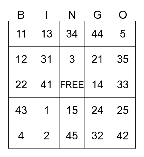 Just 4 Fun Bingo Card