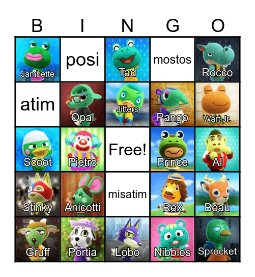 LilSimsie Animal Crossing Bingo Card Bingo Card