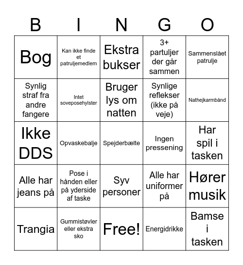 Nathejk Bingo Card