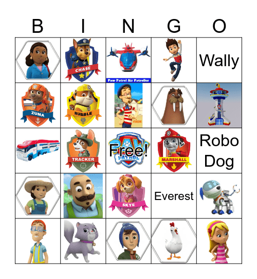 PAW PATROL BINGO Card