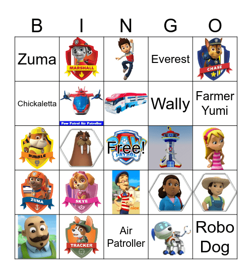 PAW PATROL BINGO Card