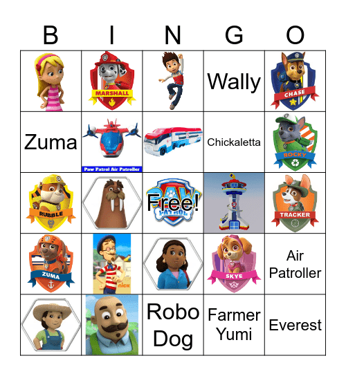 PAW PATROL BINGO Card