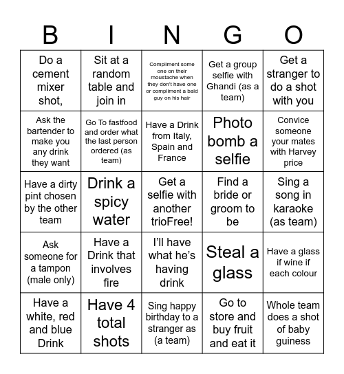 PUB BINGO Card