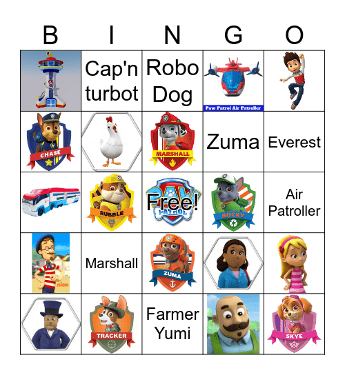 PAW PATROL BINGO Card