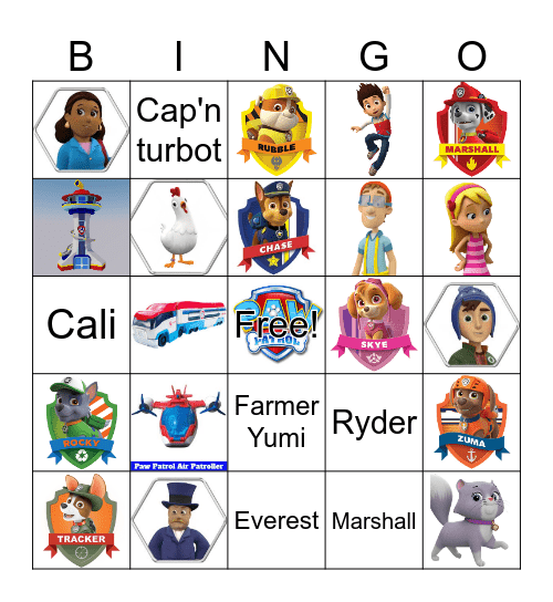 PAW PATROL BINGO Card