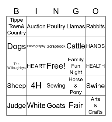 4H Bingo Card
