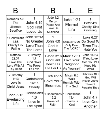 Loveing the God who First Loved Me Bingo Card