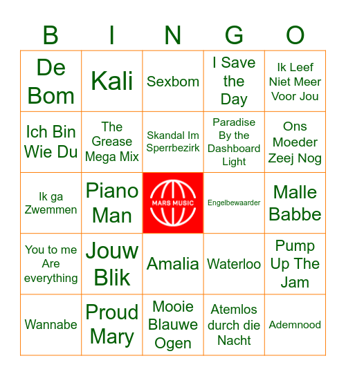 Hofplein Muziekbingo Ronde 2 Bingo Card