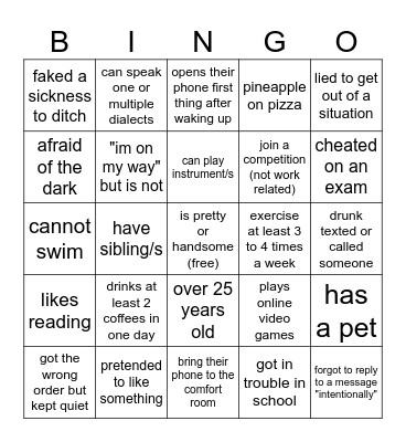 icebreaker Bingo Card