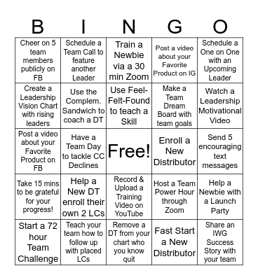 Leadership Bingo Card