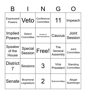 Unit 3 Vocabulary and Key Terms Bingo Card