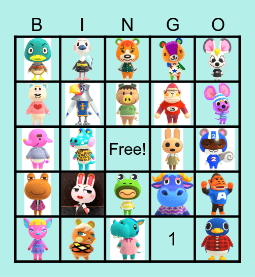 Animal crossing Bingo Card