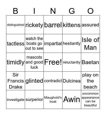Time Cat Chapters 14-15 Bingo Card