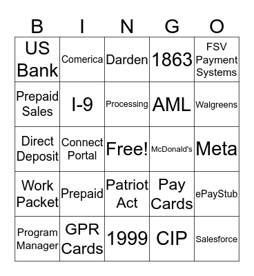 FSV Prepaid BINGO! Bingo Card