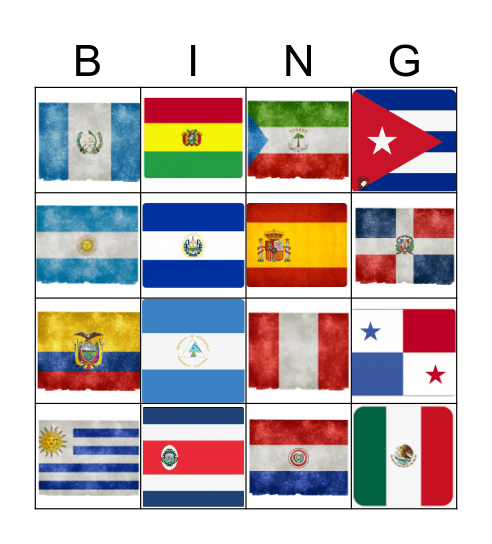 Spanish Speaking Countries Bingo Card