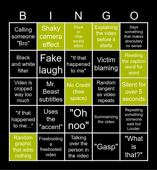 bich Bingo Card