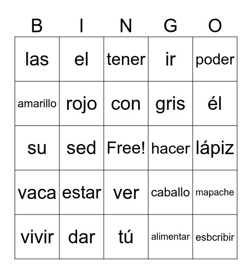 Gringo Bingo Card