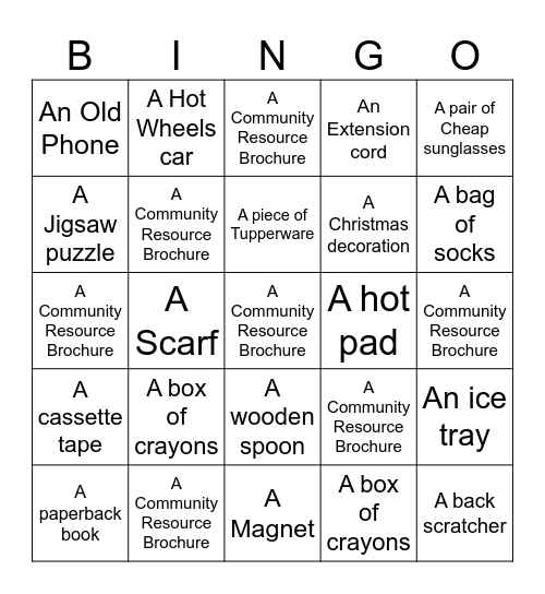 Garage Sale Bingo Card