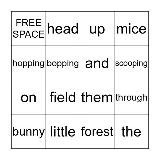 Little Bunny Foo Foo Bingo Card