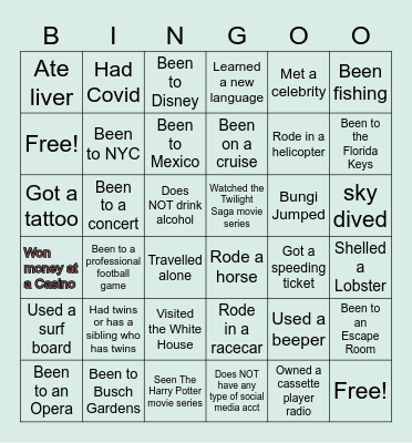Bingo-O Bingo Card