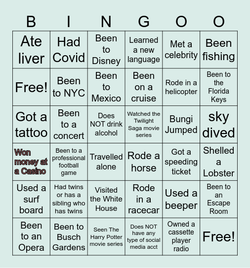 Bingo-O Bingo Card