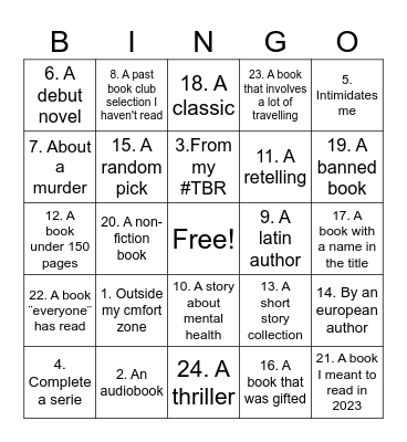 24 libros en 2024 Bingo Card