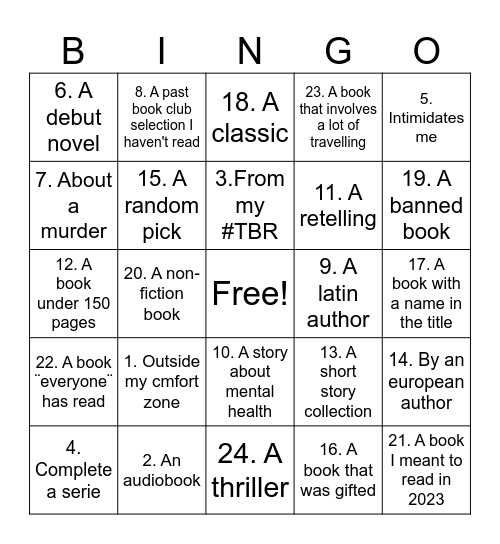 24 libros en 2024 Bingo Card