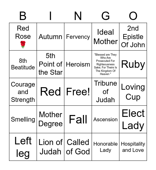 Electra Study Guide Bingo Card