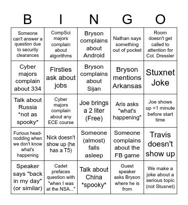 CS405 Bingo Card