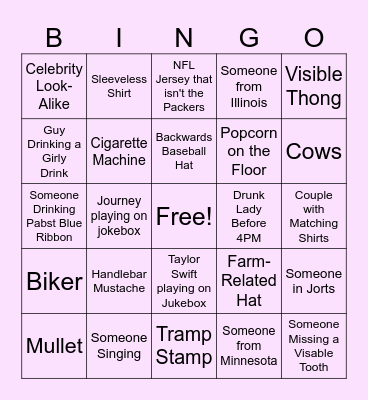 Day Drinking BINGO Card