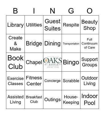 The Oaks at Bartlett Bingo Card