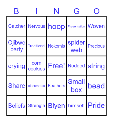 The Dream Catcher Bingo Card