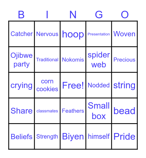 The Dream Catcher Bingo Card