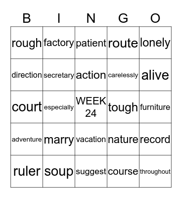 NVL Bingo Card