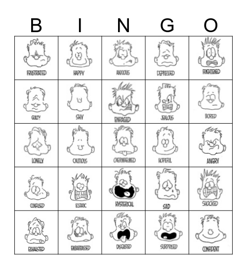 Feelings Bingo Card