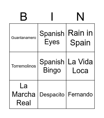 Spanish Bingo Card