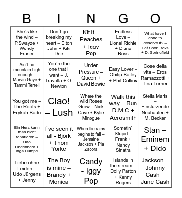 Duette Bingo Card
